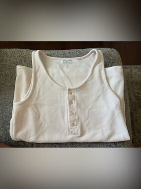 Tommy John White Ribbed Tank with Scoop Neckline